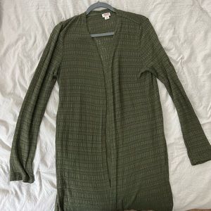 Long Olive Green Sheet Cardigan